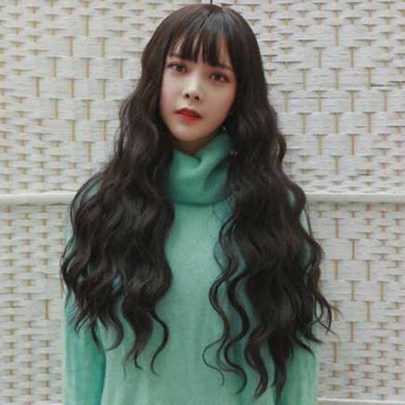 Wig Rambut Gelombang Panjang Wavy Keriting Wik Warna Gaya Wiq Hairclip Hair Clip Wanita Korea