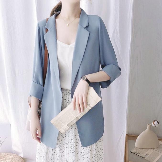 BLAZER CAROLINE WANITA BAHAN WOLFIS PREMIUM SIZE XXL, BLAZER WANITA