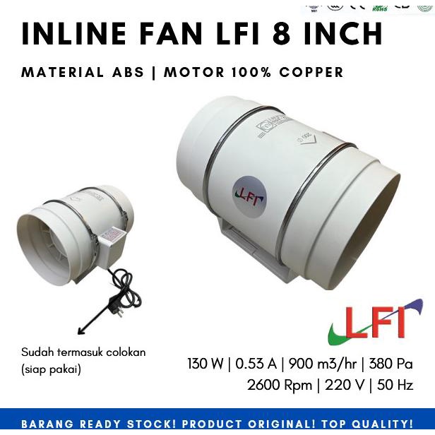 Inline Fan LFI 8 inch PP Plastik Duct Inline PP 8 inch