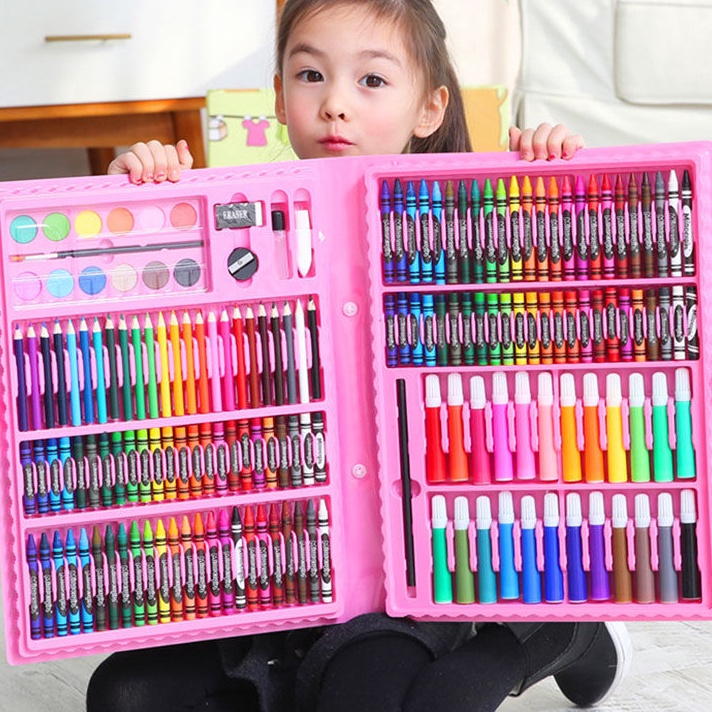 

[☼ W☀XB] Alat Lukis Art set Isi 150 Pcs Pensil Warna Set Anak Crayon/ aamanah.!