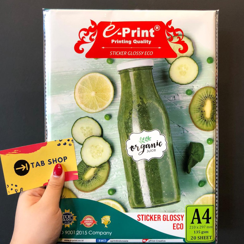 

[W8U ➸♥] TAB SHOP - EPRINT KERTAS STIKER MENGKILAP EKONOMIS A4 135 GSM - E-PRINT GLOSSY STICKER ECO PHOTO PAPER A4 135 GSM 20 SHEETS / kekiniian..