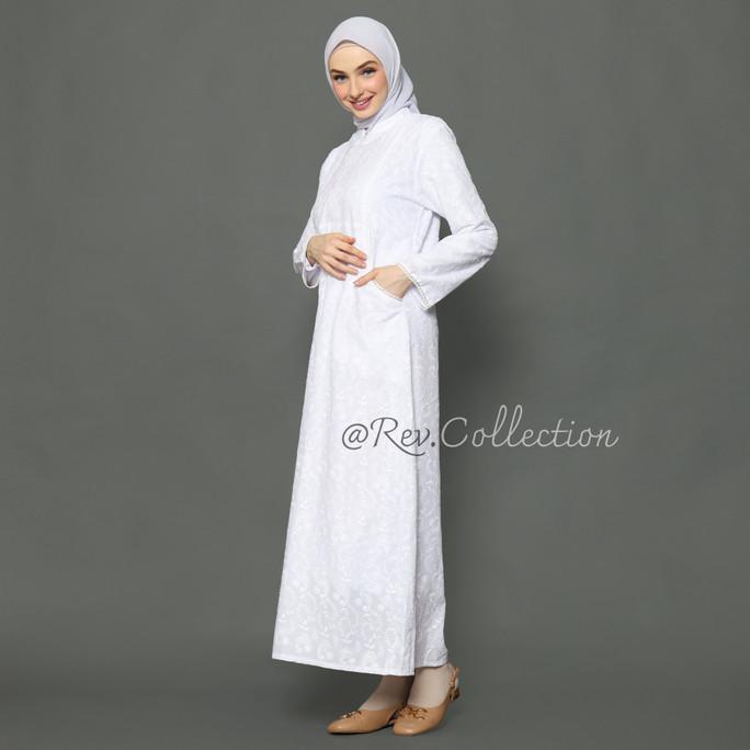 BUSANA MUSLIM GAMIS PUTIH POLOS KS / GAMIS PUTIH BORDIR HAJI DAN UMROH RARARAMADANI7