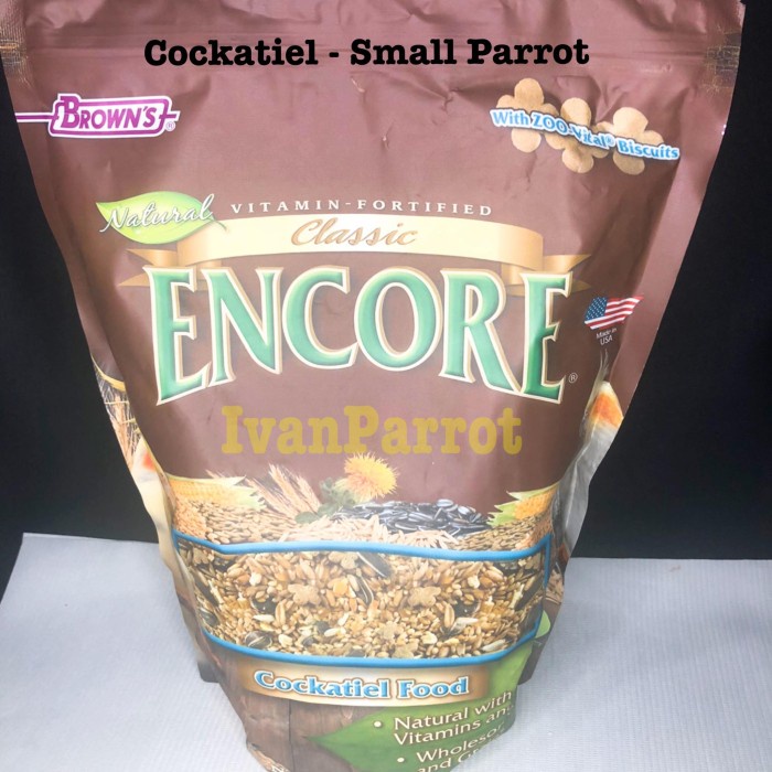 Terlaris Browns Encore Classic Cockatiel 900Gr Biji Bijian Parrot