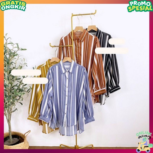 Long Tunik Salur Jumbo Tunix Salir Wanita Tinik Garis Kekinian Terbaru Tubik Motif Salur Atasan Keme