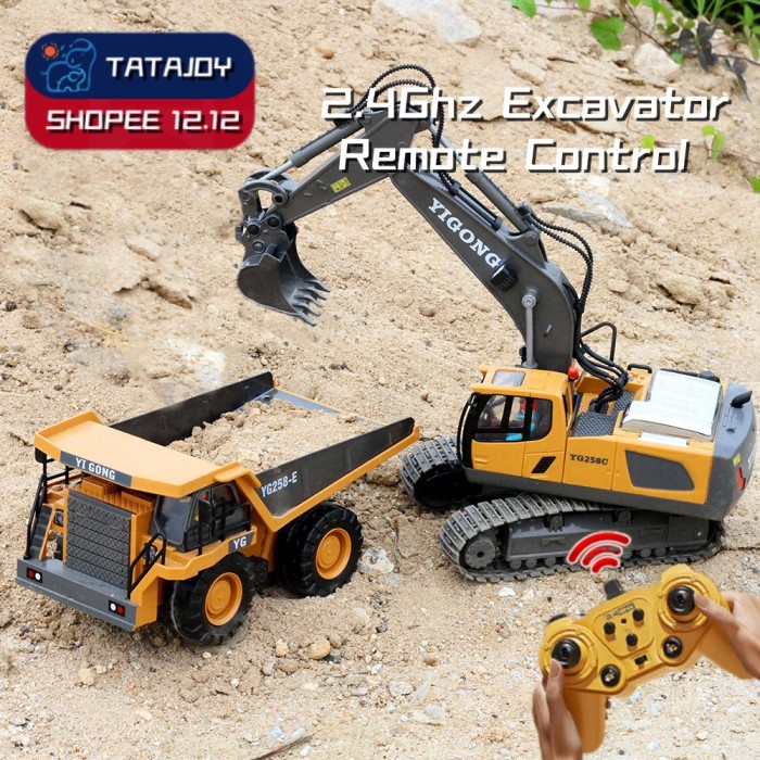 2.4Ghz RC Excavator Paduan Mainan RC RC Truk Truk 11 Saluran Excavator