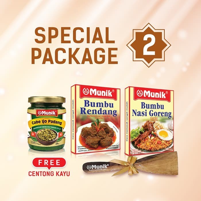 

Paket 2(Bumbu Munik Nasi Goreng,Rendang,Sambal Ijo Padang)Free Centong