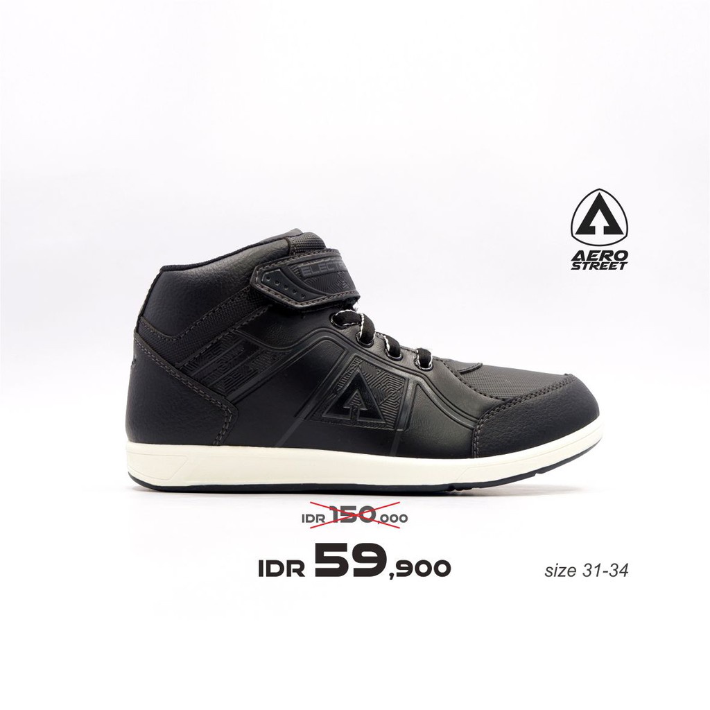 Aerostreet 31-34 Electro Black - Sepatu Sneakers Casual Sport Sekolah Pria Wanita Aero Street