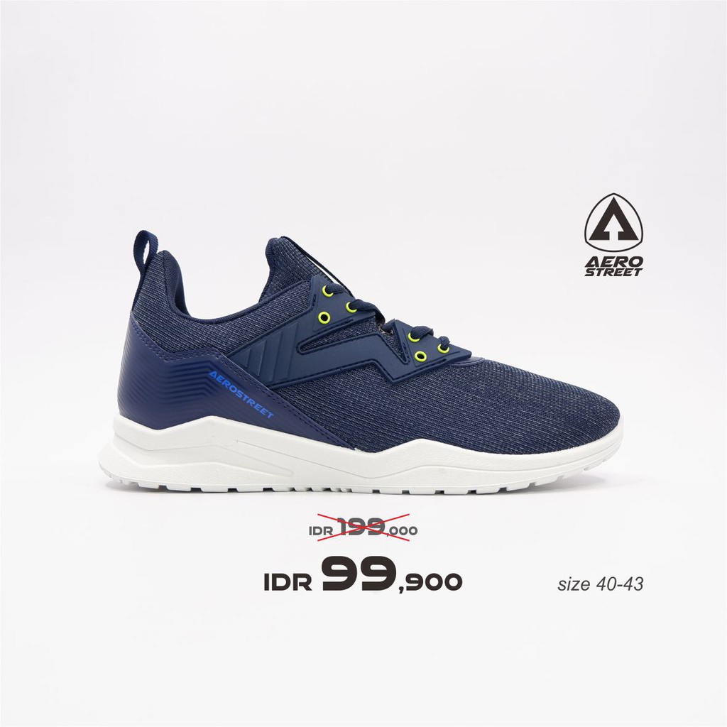 Aerostreet 40-43 Alpha Navy - Sepatu Sneakers Casual Sport Sekolah Pria Wanita Aero Street