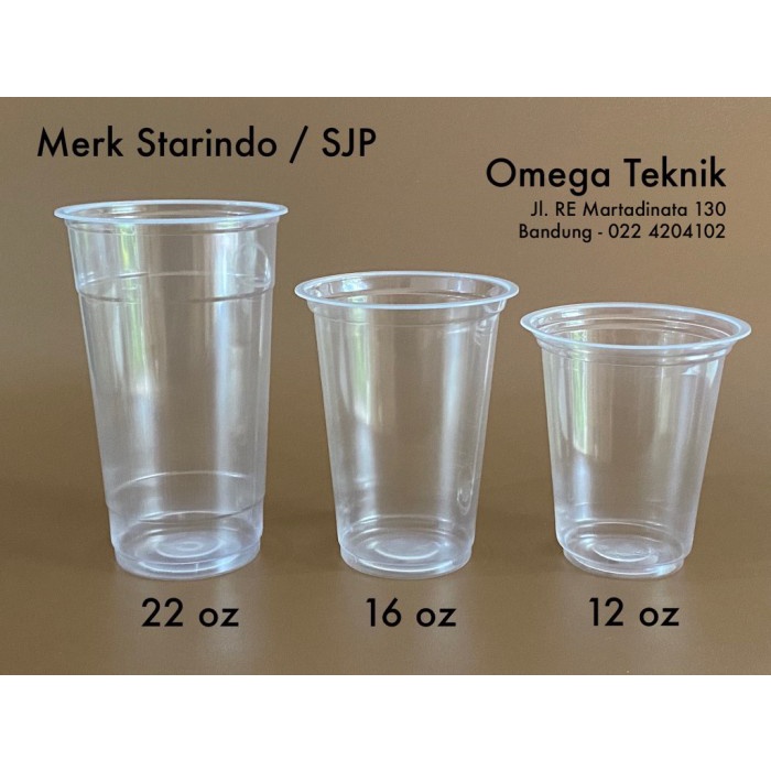 Cup Gelas Plastik Starindo 12/14/16/22 Oz 1 Dus 1000 Pcs Tebal Murah