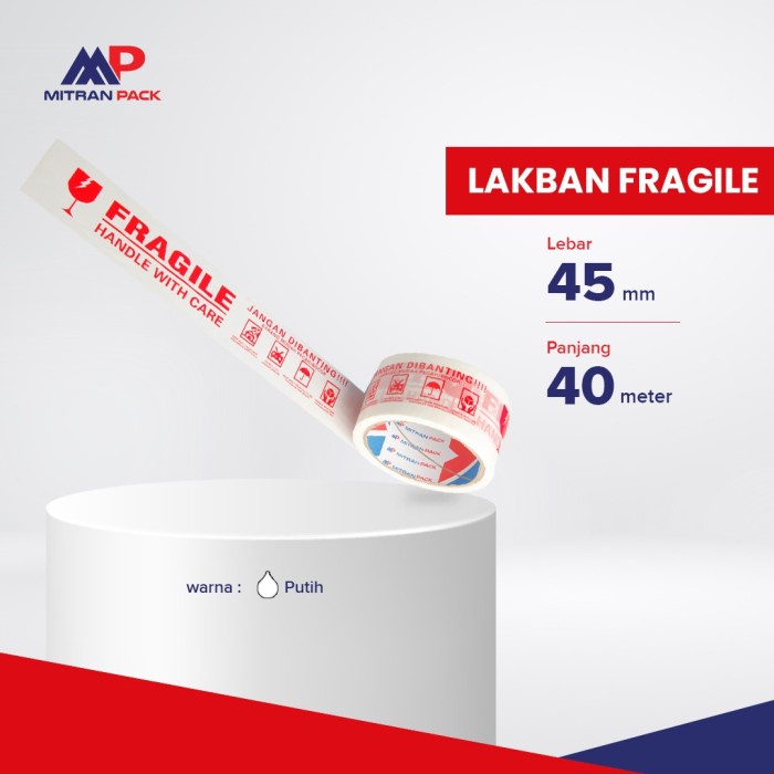 

Lakban Fragile Putih Printing Mitran Pack 40 Meter Perekat Selotip Isolasi Putih Sticker Fragile Hati-Hati Pecah