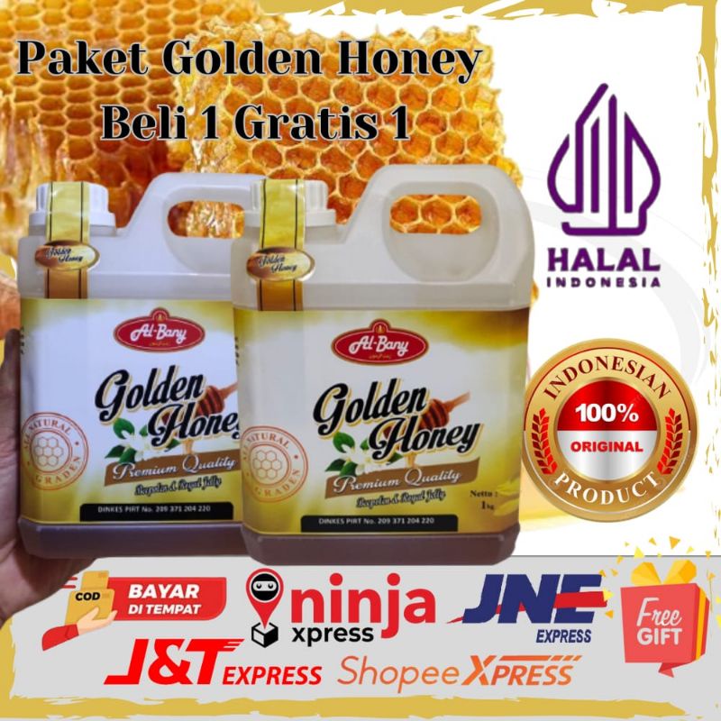 

Super Madu Hutan Golden honey Al-bany Nett 1kg Paket(Beli 1 Gratis 1)