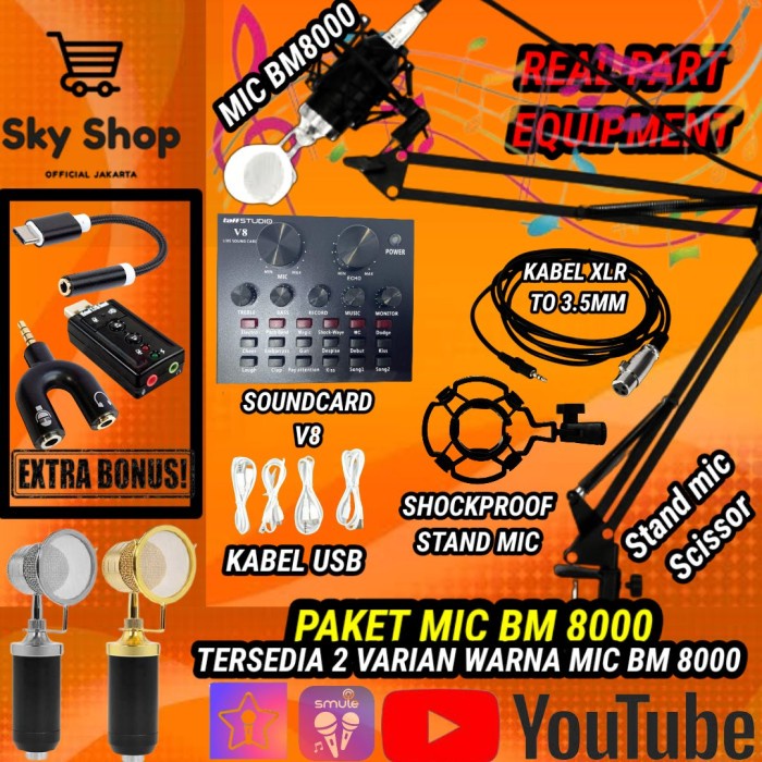 Bestseller Paket Mic Bm 8000 For Recording Youtube - Smule - Bigo Live - Dll