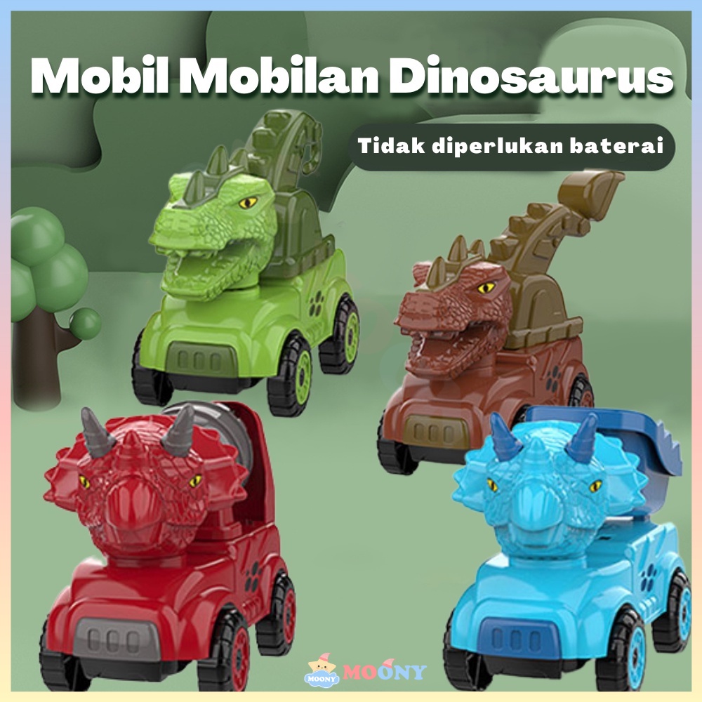 Moony Mainan anak mobil mobilan dino Mainan truk inertia import