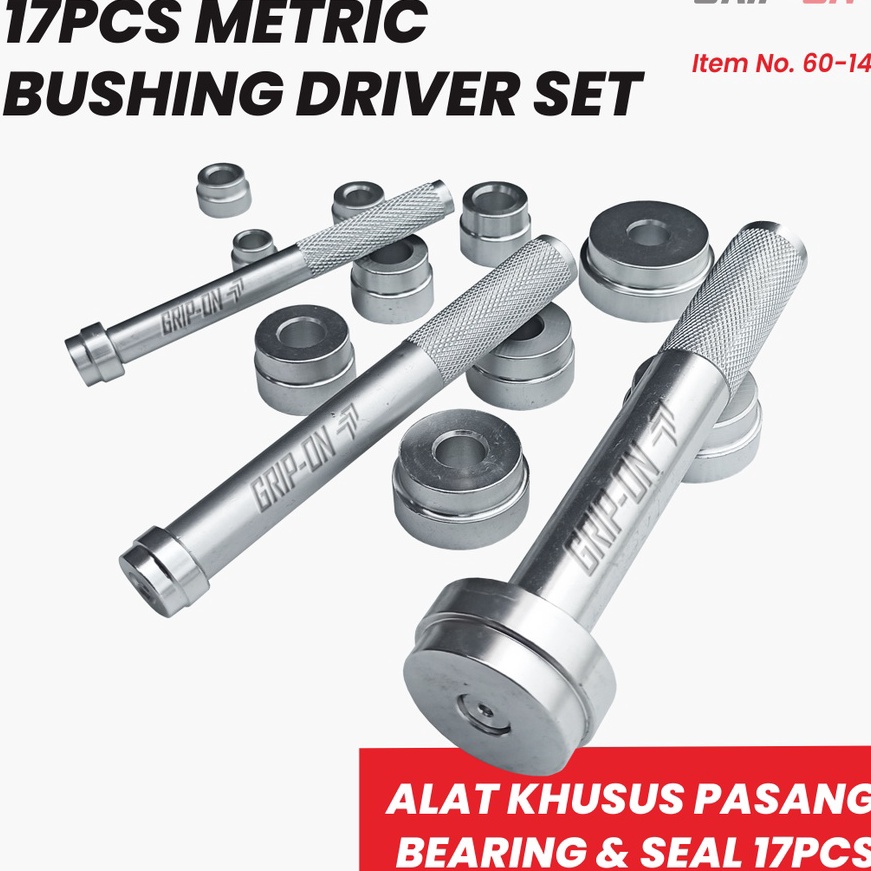 (J.F♡14❤] Grip-On Metric Bushing Driver Set 17-Pc Lepas Pasang Bushing Seal Driver 17 Pcs 60-147 muu