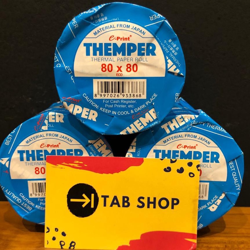 

(♡N-➤OX) TAB SHOP - EPRINT KERTAS THERMAL THEMPER ROLL 80 X 80 ECO B HITAM - MESIN CASH REGISTER, KASIR, MESIN ATM / MESIN KASIR, ATM, PARKIR / REFILL PRINTER THERMAL EPPOS EP58D, EPSON TMT81i, TMT88iV banyak dimiinati.!