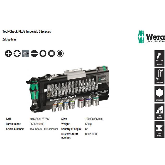 Tool Kit Set Wera 05056490001 - Tool Set Check Plus
