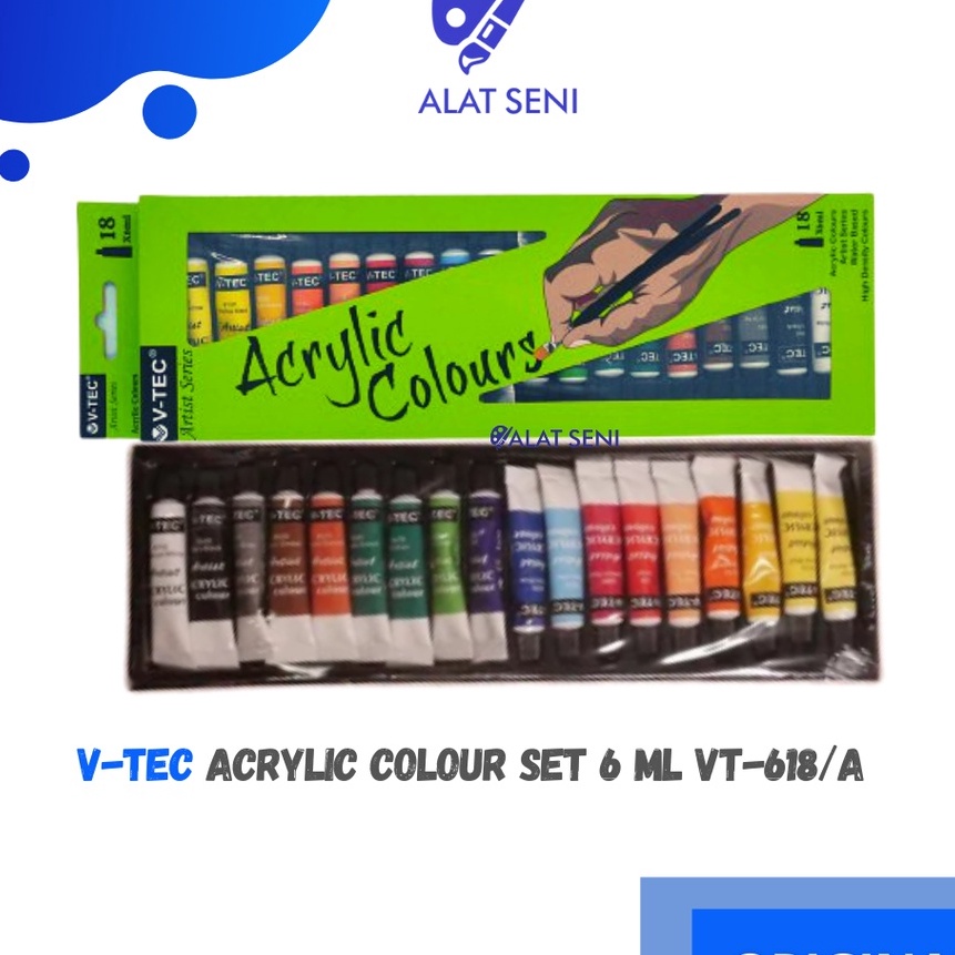 

[HE㊖.0») Cat Akrilik / V-TEC ACRYLIC COLOURS 6 ML SET 18 / V-TEC CAT AKRILIK 18 WARNA / PAKET CAT AKRILIKpasti.dikiriim!