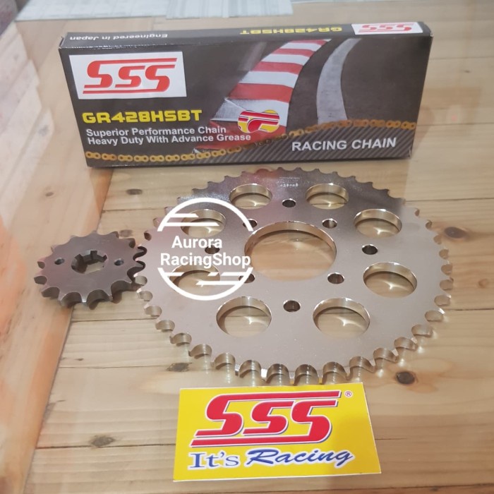 Gear Set SSS 428 Satria FU Old / Barong & Rantai SSS tipe HSBT terpopuler