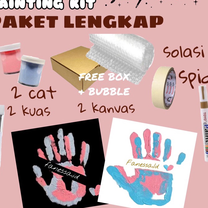 

[11K-♫K㊚] (freebox)DIY Hand Painting Kit | Set Kanvas Couple | kanvas cap tangan couple / langsung.kiirim!