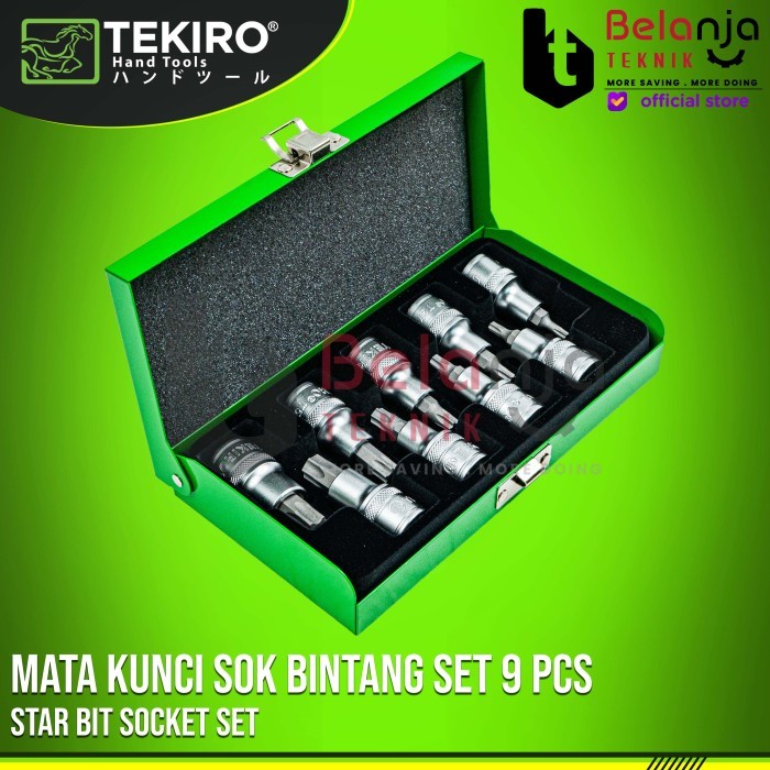 Tekiro Mata Kunci Sok L Bintang Set 1/2 Inch 9 Pcs Star Bit Socket Set keren