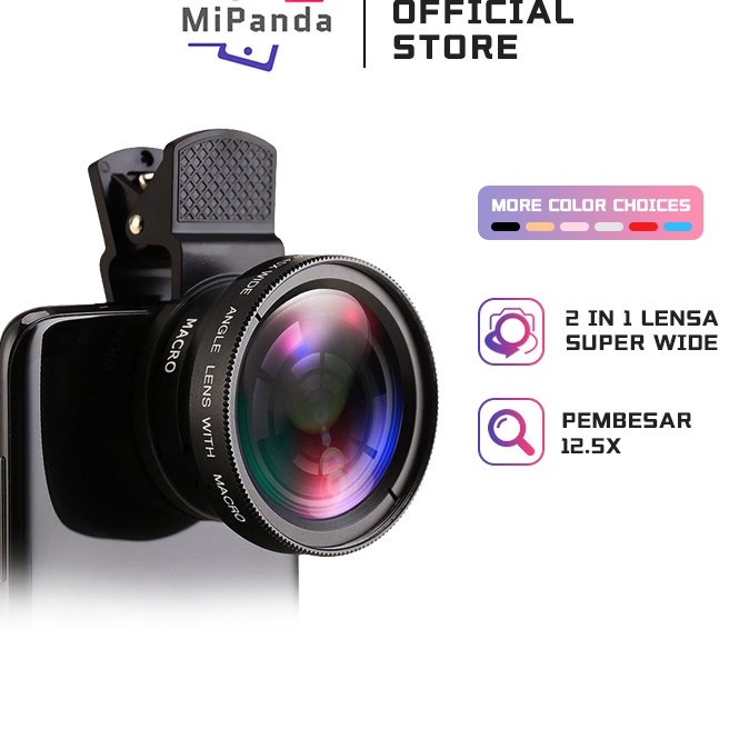 [J»L♫/Q) Mipanda 2 In 1 Lensa Super Wide Angle Lens Macro Smartphone Aksesoris Lensa Pembesar 12.5X 