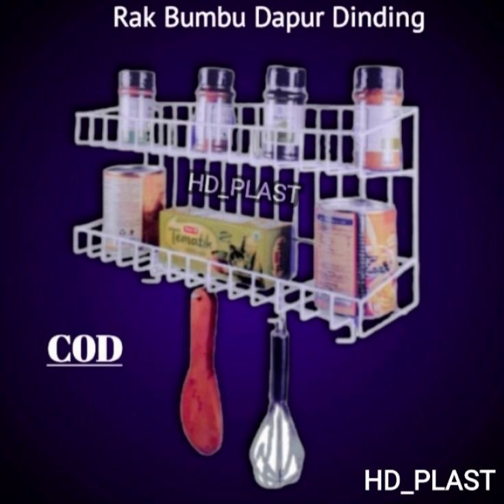 Rak Bumbu Dapur Dinding Gantung Tempel Serbaguna Susun 2 VIOLET zci