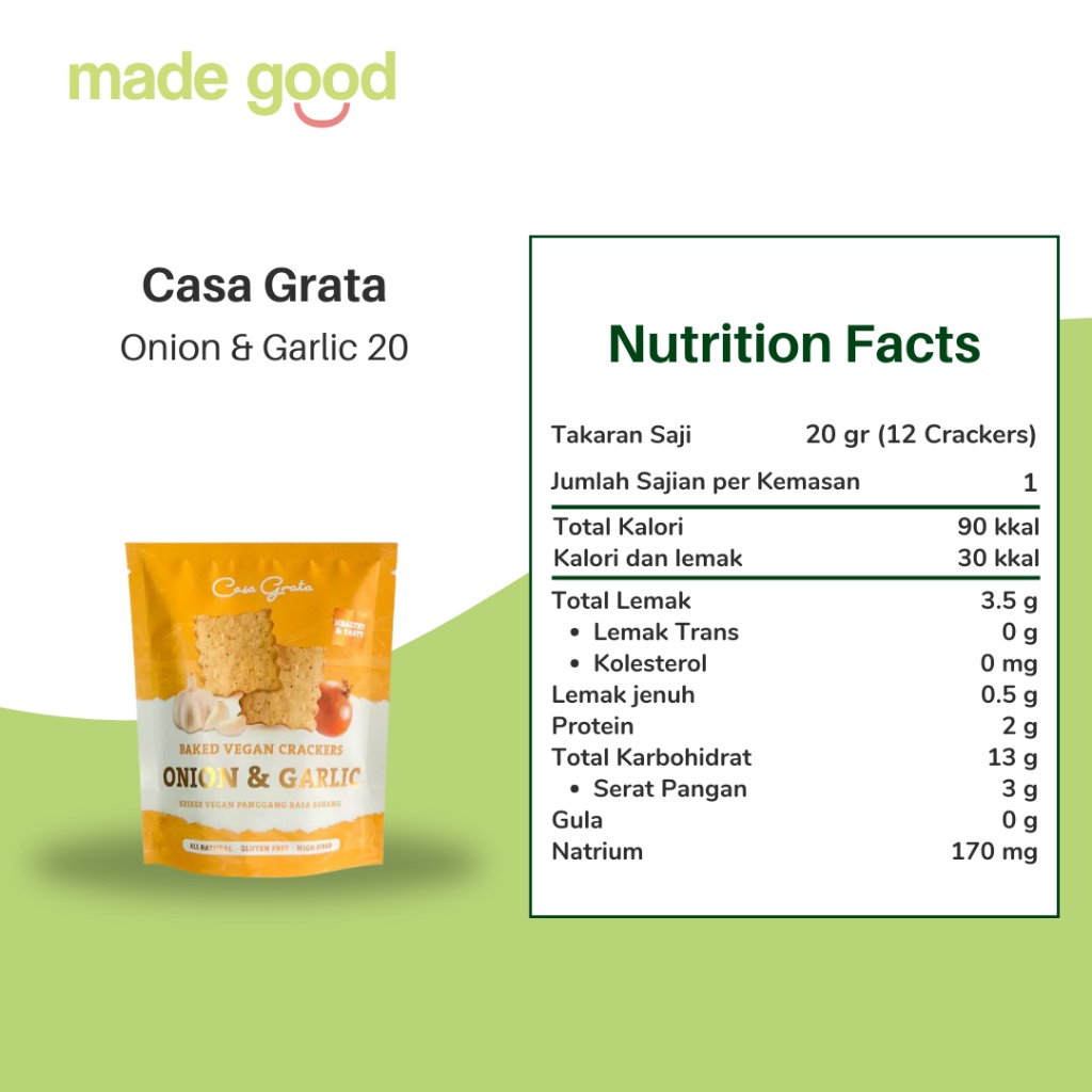 

Casa Grata Craers Sna Sehat Onion Garlic Cajun Cinanamon 20 70 Gr