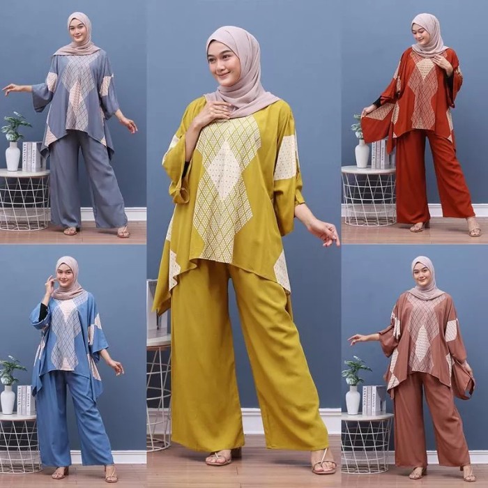 Setelan wanita kekinian jumbo daster set celana panjang wanita