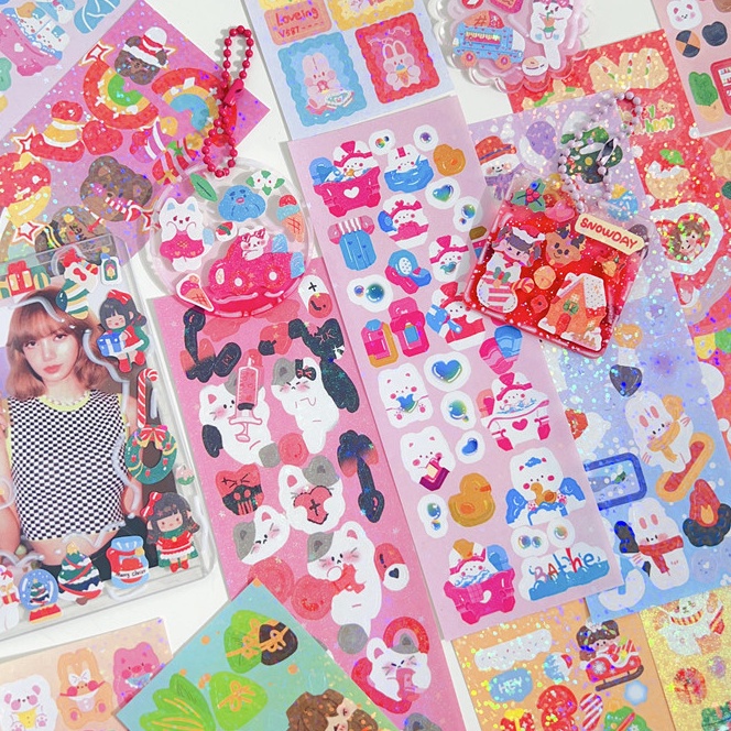 

[12ごO㊠/L) 20lembar/40lembar/100lembar Berbagai Kartun Shiny Stiker Set Mahasiswa Hias DIY Bahan Stiker -langsung.kiriim.