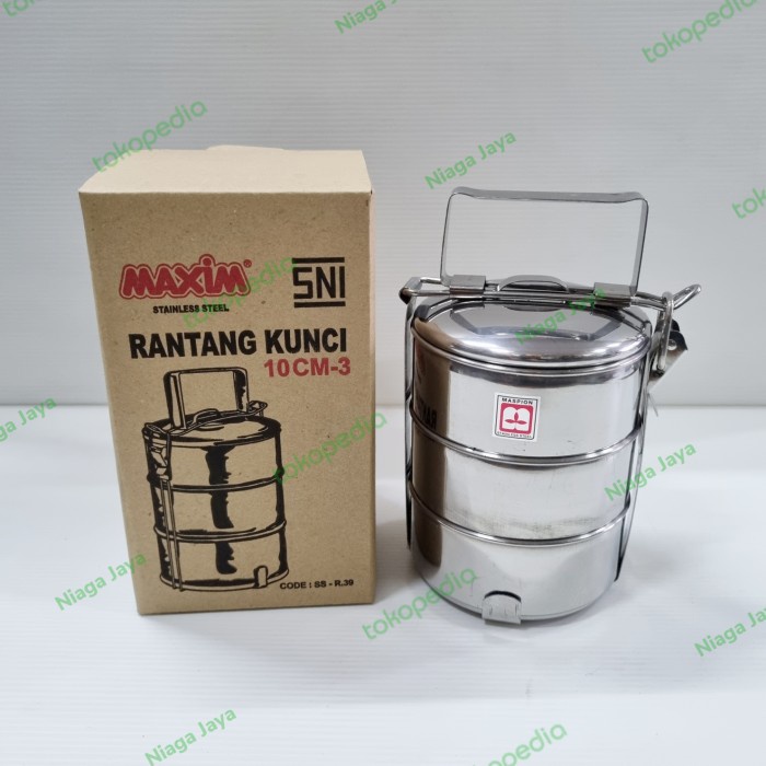 RANTANG KUNCI MINI RANTANG BEKAL 10 CM SUSUN 3 STAINLESS MASPION TEBAL