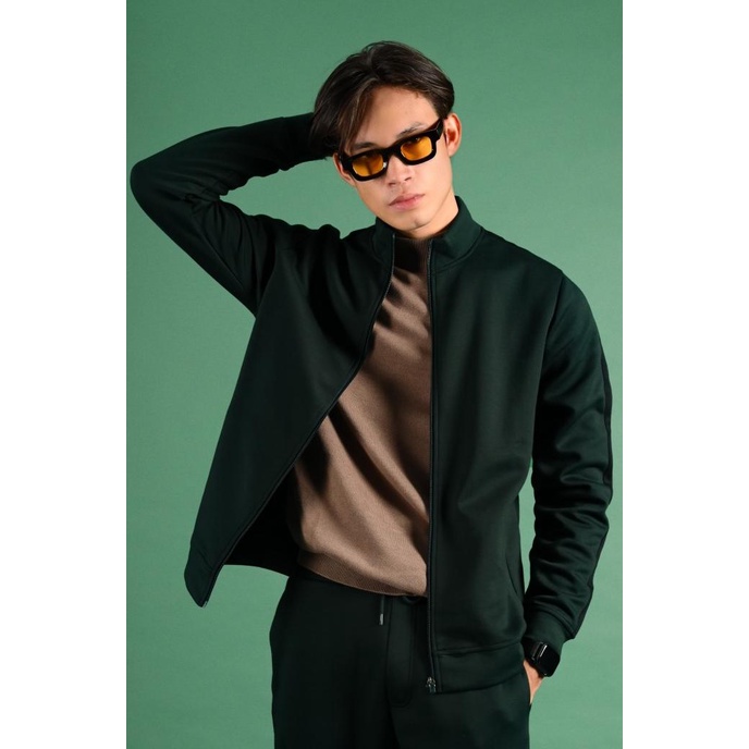 JAKET PREPP STUDIO TWEED TRACKTOP SYCAMORE STRIPE BLACK