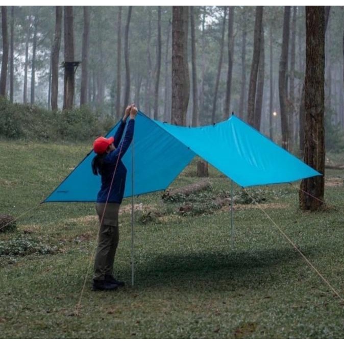 2 Pcs Tiang Flysheet - Tiang Tenda Camping + Pasak + Tali