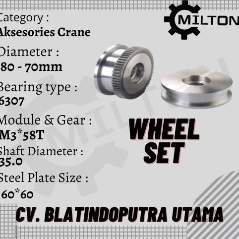 Roda End Carriage Crane Parts ( Wheel 180-70 Mm*M4)