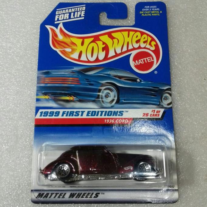HOT WHEELS 1936 CORD. BLUE US CARD 1999 FIRST EDITIONS. MERAH MAROON.