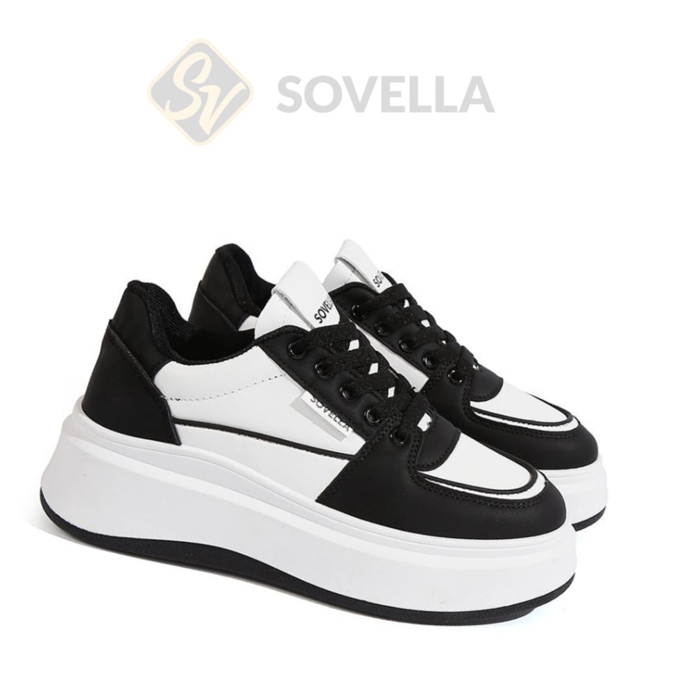 TERMURAH SOVELLA Leia Sepatu Wanita Sneakers Hitam Putih