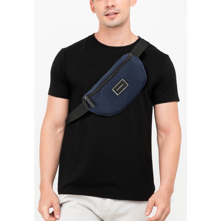 Tas Pinggang Hush Puppies Original Pria WaistBag Casual waist bag dengan detail woven logo patch Nat