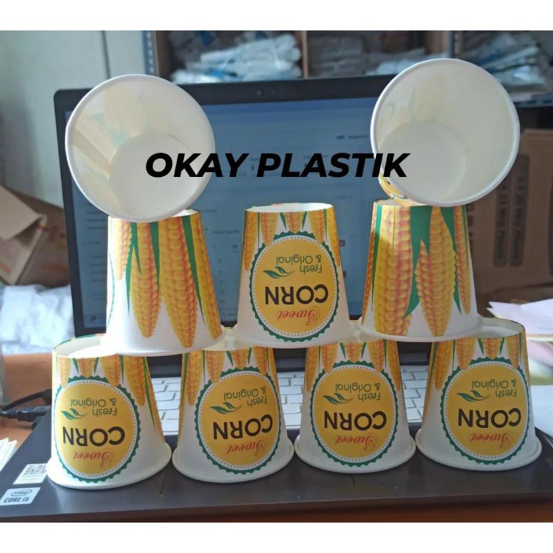 Gelas Kertas Jasuke Jagung | Paper Cup 6,5 OZ Motif Jagung Corn Sweet Isi 50 Pcs