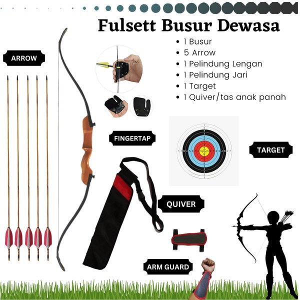 Fullset Busur Panah Alat Panahan Dewasa