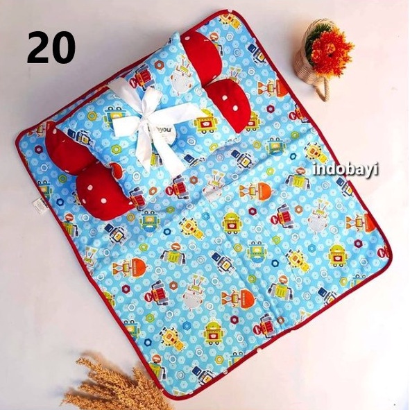 Terlaris Bedcover Set Matras Bantal Guling Bayi Omiland Alpaca Rainbow Panda