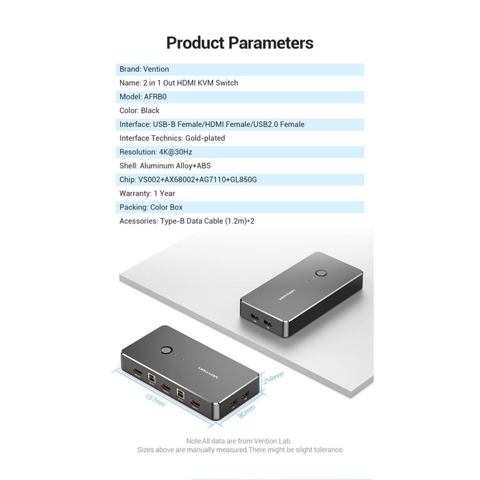 Vention Hdmi Kvm Switch 4K For Sharing Printer Keyboard Mouse Pc