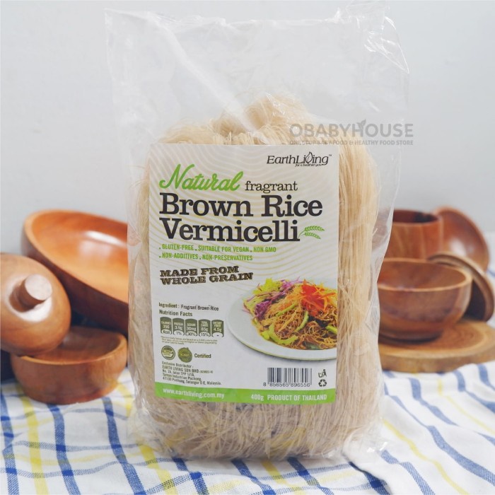 

Earth Living Organic Natural Fragrant Brown Rice Vermicelli 400 Gr Bestseller Mie Impor