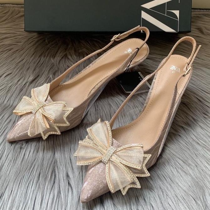 Sepatu Heels Wanita ZR-546 Sepatu Heels Pesta Mewah Sepatu Import
