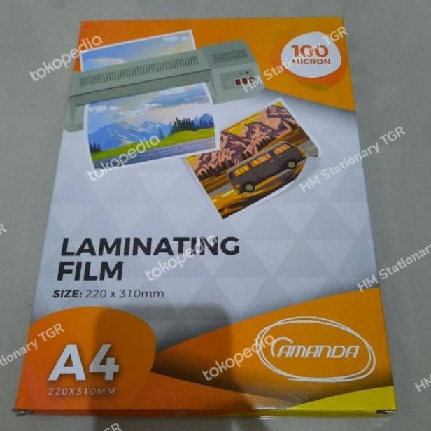 

Hot! Plastik Laminating A4 Amanda 100 Micron (1 Pak)