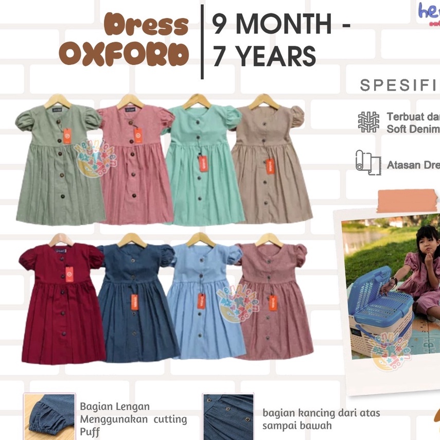 READY Dress Anak Oxford-Atasan Perempuan (9 Bulan-6/7 Tahun) -Dress Baju Anak Perempuan Cantik Dress
