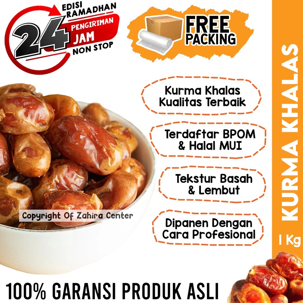 

JYWY6434 Kurma Premium Al Saad KHALAS 1KG Asli Arab Saudi Manis MPASI Booster Nabeez Legit Madu Mesir Sukari