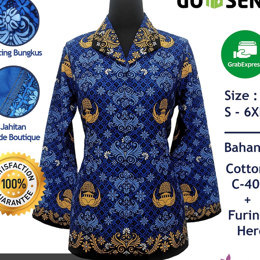 (13♫/T☆F] Sutra Putih - Seragam Batik PNS Wanita KORPRI - Badan Furing Heroberrkualitas..