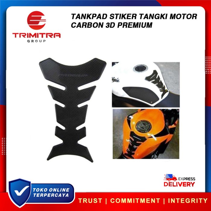 Tankpad Stiker Tangki Motor Carbon Premium 3D Sticker Black Sporty TOP ready