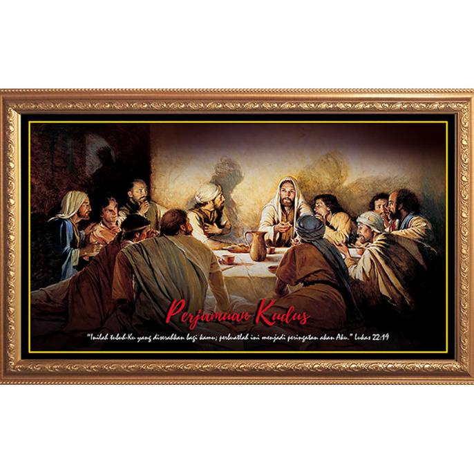 Lukisan Perjamuan Kudus Kanvas GRS 100 x 50cm - Hiasan Perjamuan Kudus