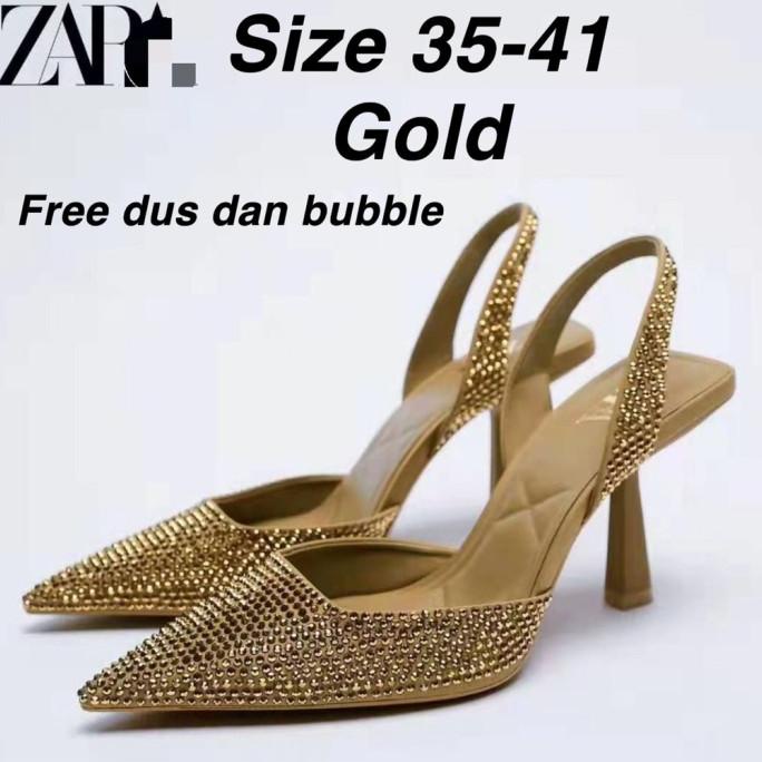 35-41 ZARA HEELS GOLD SEPATU PESTA WANITA MOMMY