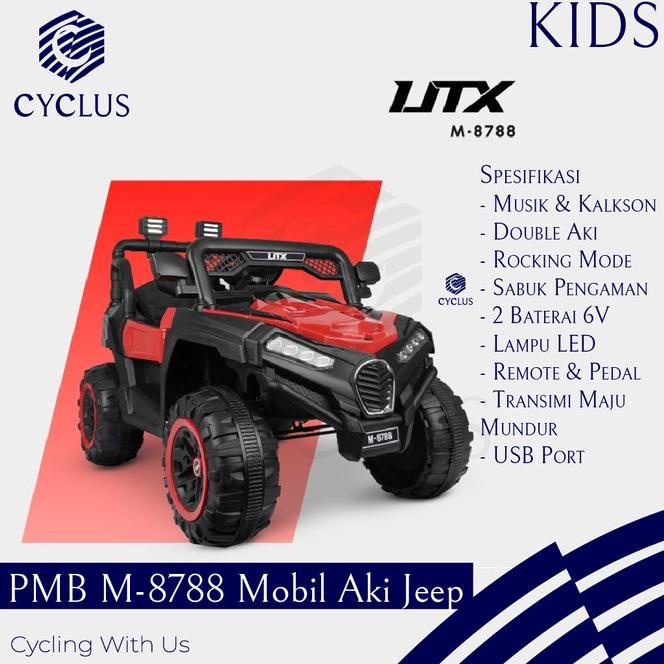 Mobil Aki Jeep Pmb M-8788 M8788 Utx Mainan Anak Remote Control 8788